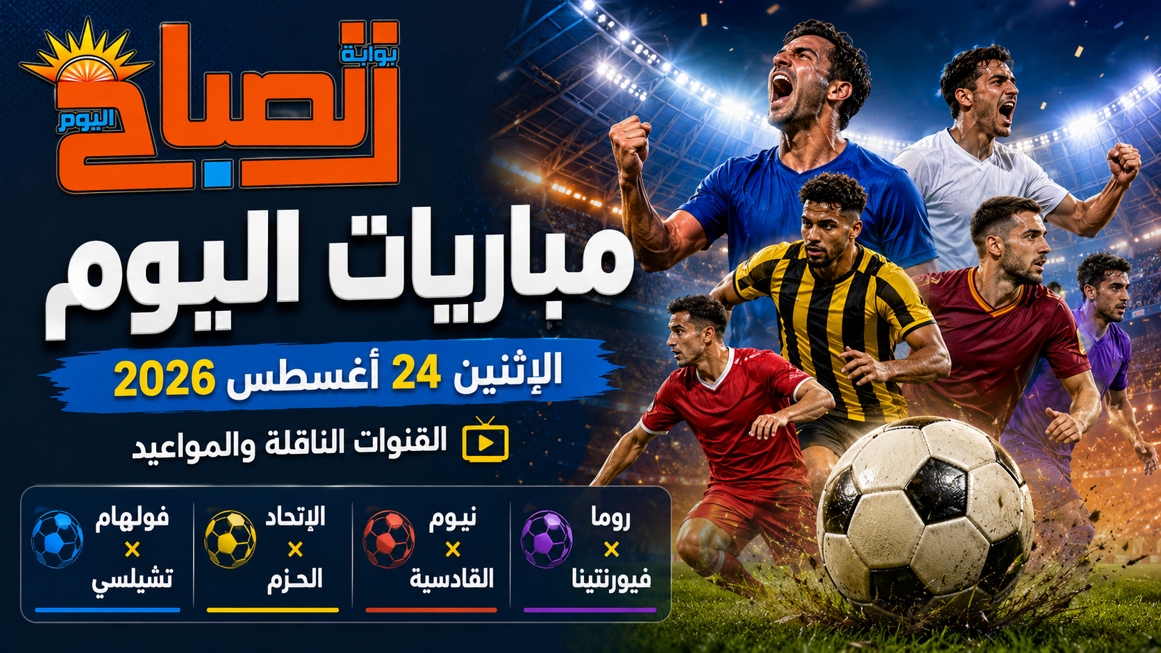 مباريات اليوم 24 أغسطس 2026.. الدوري الإنجليزي والسعودي والإسباني والإيطالي
